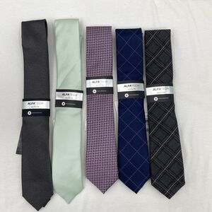 AlfaTech By Alfani Bundle Of 5 Ties NWT Grey, Mint, Lilac, Navy, Charcoal